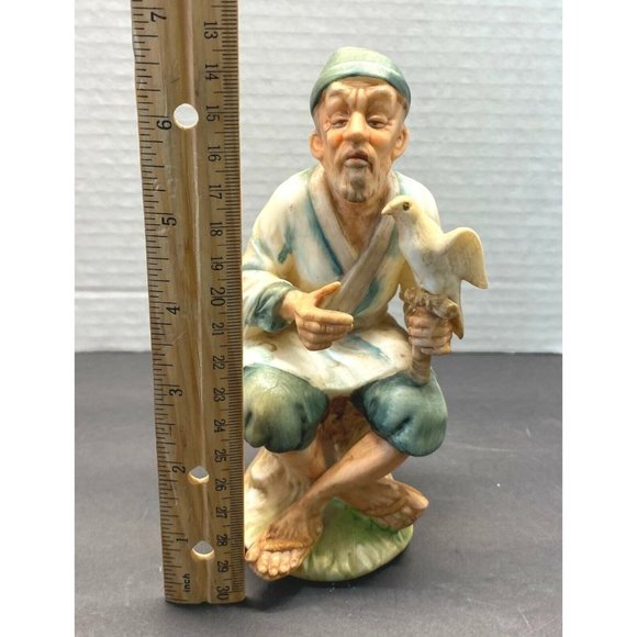 Vintage Napcoware  Old Man Sitting with Bird Figurine C5701 Hand Painted 6.5" - Picture 3 of 9